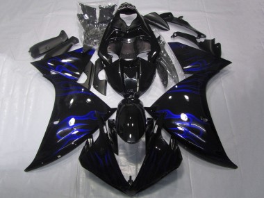 Carenado Moto Yamaha YZF 1000 R1 2012-2014 - Negro Brillante Azul Llama