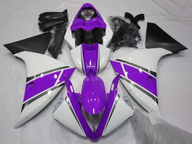 Carenado Moto Yamaha YZF 1000 R1 2012-2014 - Blanco Púrpura Negro Mate