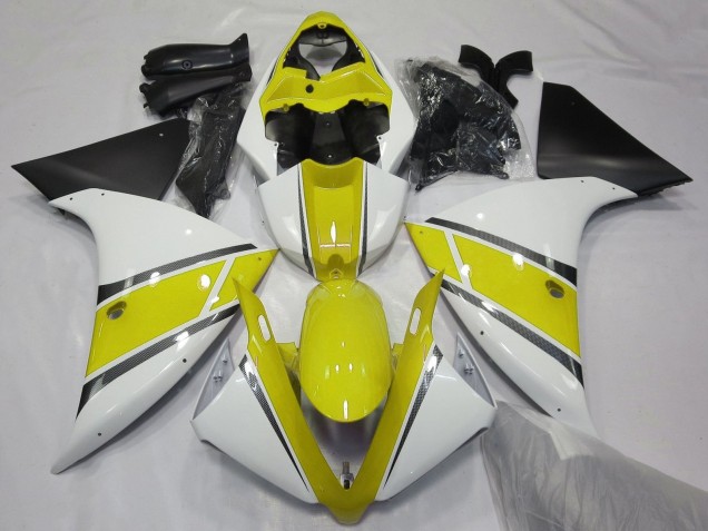 Carenado Moto Yamaha YZF 1000 R1 2012-2014 - Blanco Amarillo Negro Mate