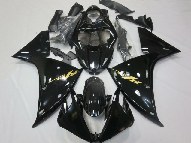 Carenado Moto Yamaha YZF 1000 R1 2012-2014 - Negro Brillante Oro Calcomanías