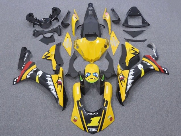Carenado Moto Yamaha YZF 1000 R1 2015-2019 - Amarillo Rojo Tiburón