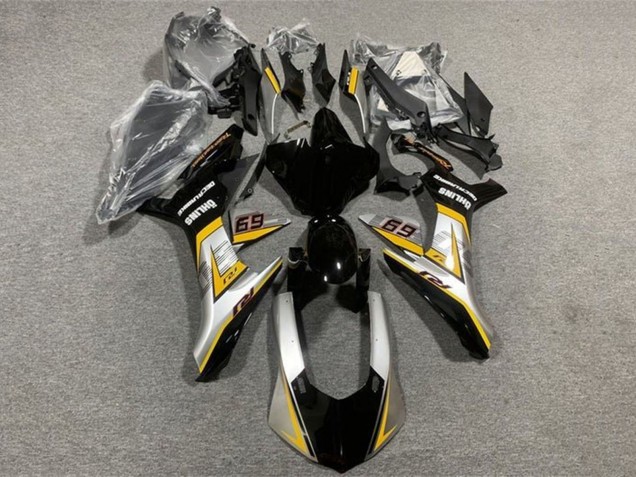 Carenado Moto Yamaha YZF 1000 R1 2015-2019 - Plata Amarillo Negro Brillante