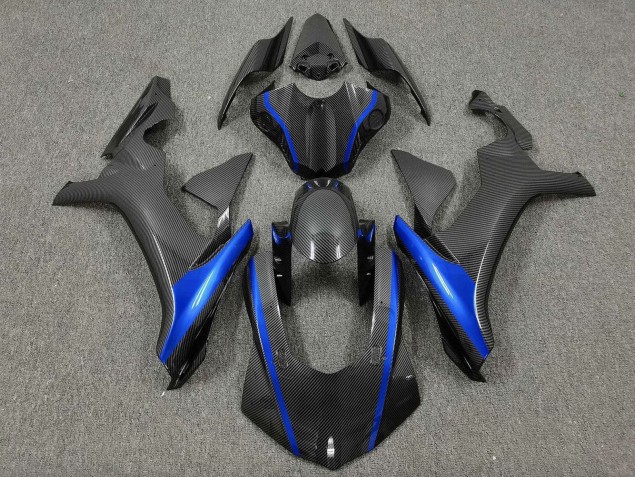 Carenado Moto Yamaha YZF 1000 R1 2015-2019 - Falso FibraCarbono Azul