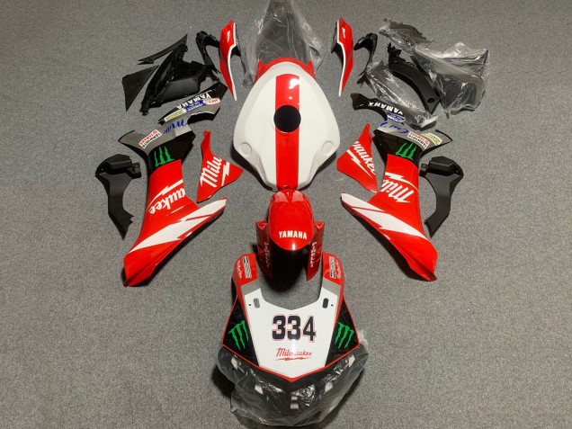 Carenado Moto Yamaha YZF 1000 R1 2015-2019 - Blanco Rojo Negro Verde Monstruo Milwaukee 334