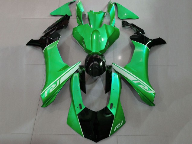 Carenado Moto Yamaha YZF 1000 R1 2015-2019 - Verde Negro Brillante Plata