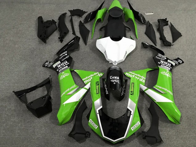 Carenado Moto Yamaha YZF 1000 R1 2015-2019 - Blanco Verde Negro Brillante