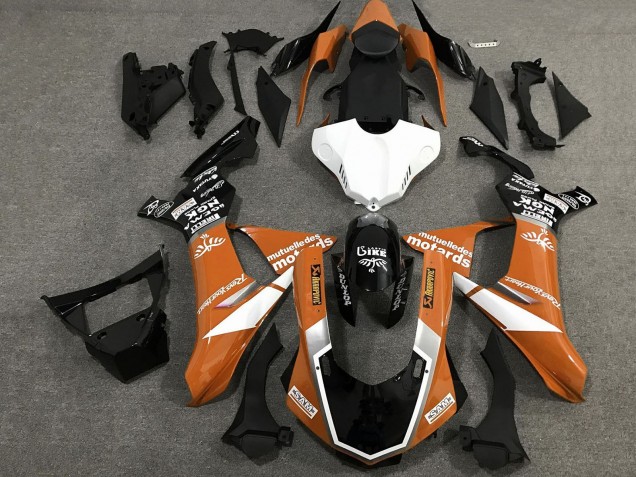 Carenado Moto Yamaha YZF 1000 R1 2015-2019 - Naranja Blanco Negro Brillante
