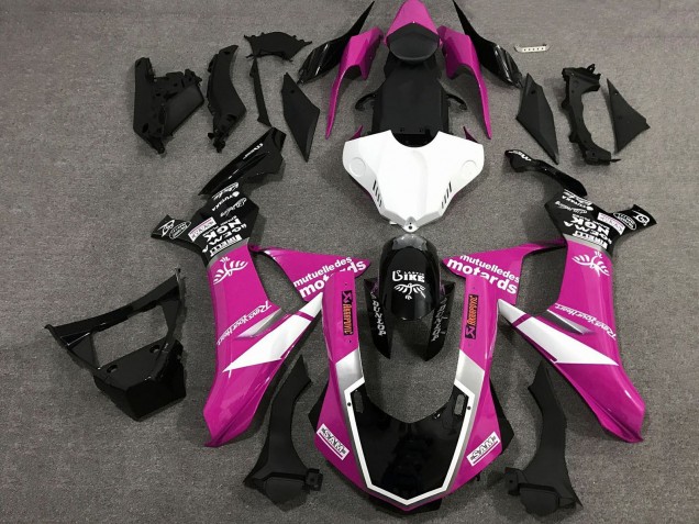 Carenado Moto Yamaha YZF 1000 R1 2015-2019 - Rosa Blanco Negro Brillante