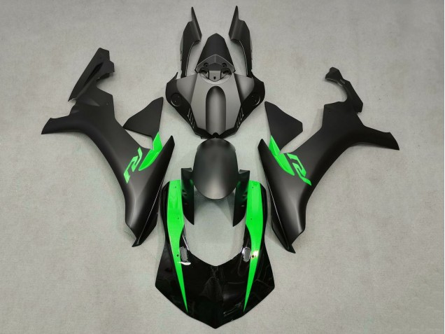 Carenado Moto Yamaha YZF 1000 R1 2015-2019 - Negro Mate Negro Brillante Verde