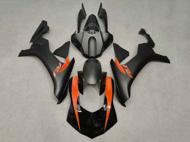 Carenado Moto Yamaha YZF 1000 R1 2015-2019 - Negro Mate Negro Brillante Naranja