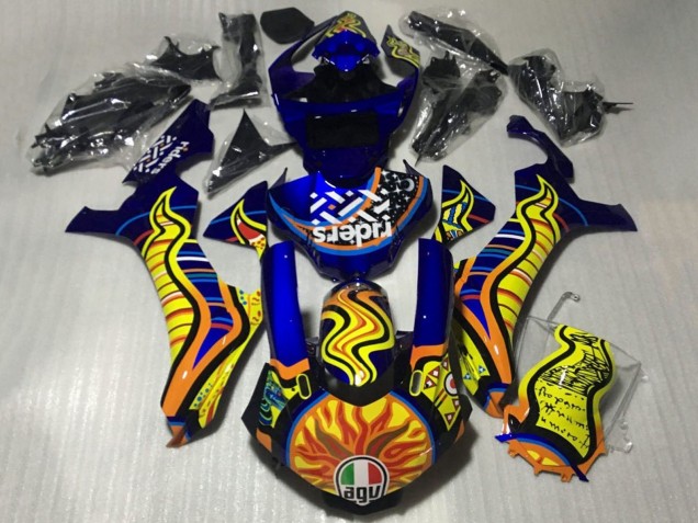 Carenado Moto Yamaha YZF 1000 R1 2015-2019 - Azul Amarillo Naranja Tribal Sun