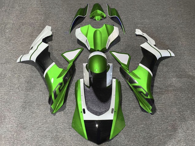 Carenado Moto Yamaha YZF 1000 R1 2020-2025 - Blanco Verde Falso FibraCarbono
