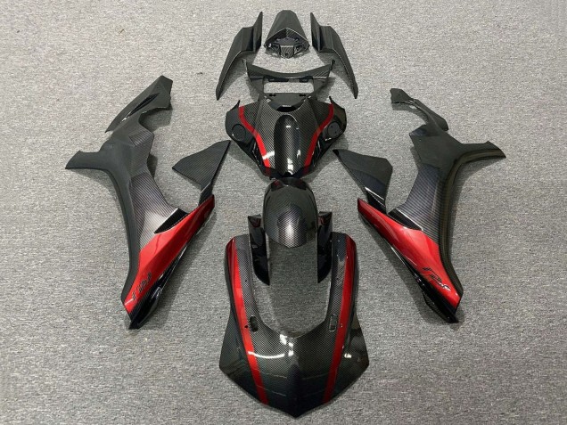 Carenado Moto Yamaha YZF 1000 R1 2020-2025 - Falso FibraCarbono Rojo