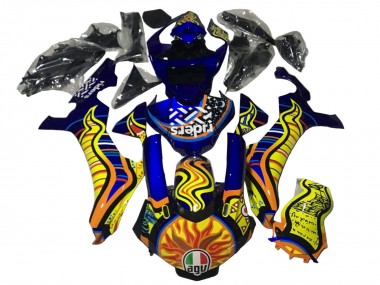 Carenado Moto Yamaha YZF 1000 R1 2020-2025 - Azul Amarillo Naranja Tribal Sun