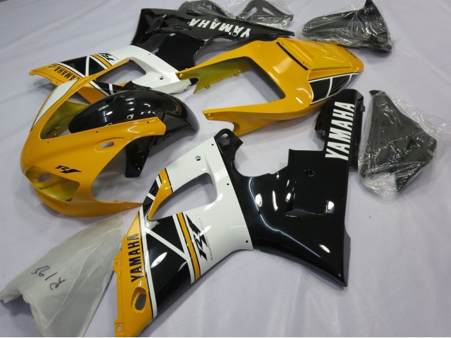 Carenado Moto Yamaha YZF 1000 R1 1998-1999 - Amarillo Blanco Negro Brillante
