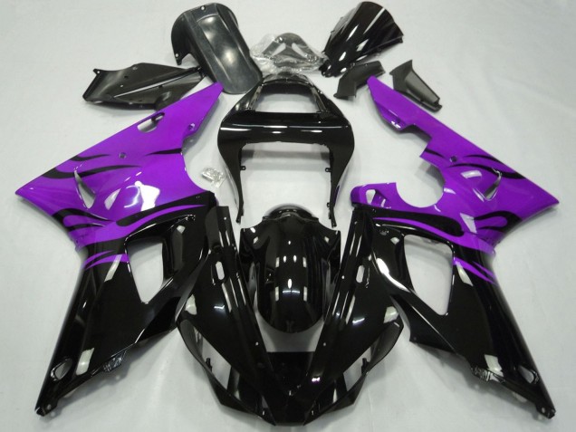 Carenado Moto Yamaha YZF 1000 R1 2000-2001 - Púrpura Negro Brillante Llama