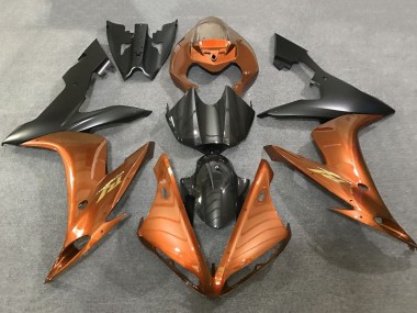 Carenado Moto Yamaha YZF 1000 R1 2004-2006 - Naranja Falso FibraCarbono Negro Mate