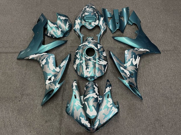 Carenado Moto Yamaha YZF 1000 R1 2004-2006 - Azul Verdoso Verde Blanco Gris Camouflage