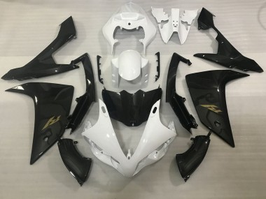 Carenado Moto Yamaha YZF 1000 R1 2007-2008 - Blanco Falso FibraCarbono Oro Calcomanía