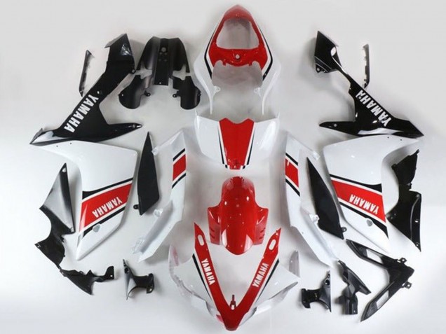 Carenado Moto Yamaha YZF 1000 R1 2007-2008 - Blanco Rojo Negro Raya