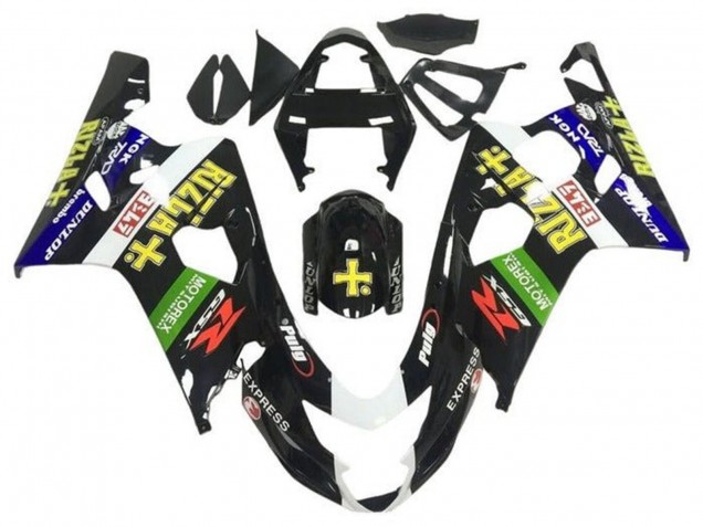 Carenado Moto Suzuki GSXR 600 / GSXR 750 2004-2005 - Negro Brillante Azul Verde Amarillo Rizla