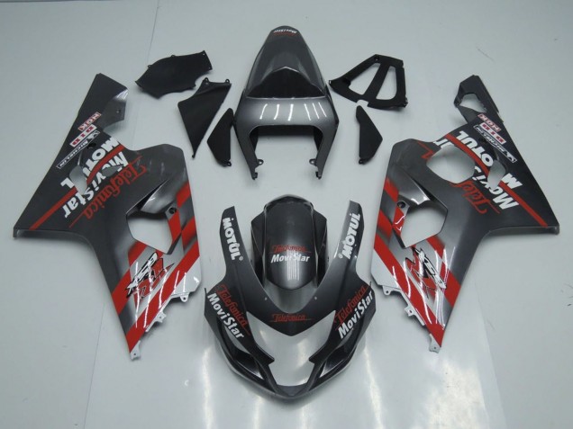Carenado Moto Suzuki GSXR 600 / GSXR 750 2004-2005 - Gris Oscuro Rojo