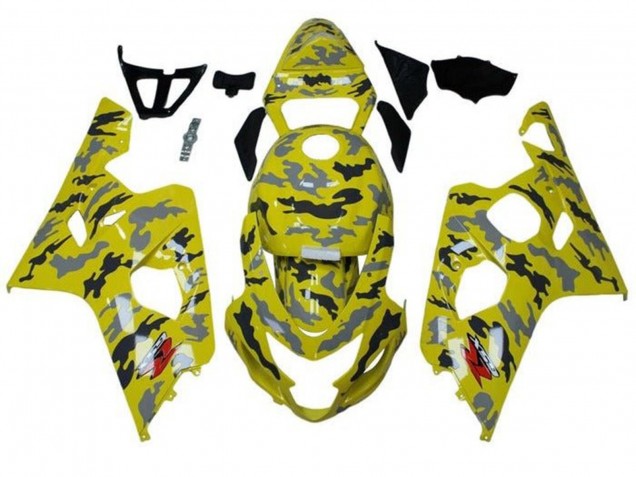 Carenado Moto Suzuki GSXR 600 / GSXR 750 2004-2005 - Amarillo Negro Gris Camouflage