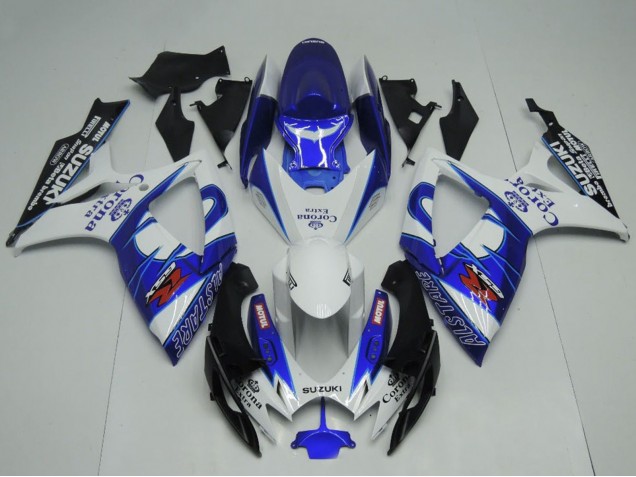 Carenado Moto Suzuki GSXR 600 / GSXR 750 2006-2007 - Blanco Azul Negro Corona Extra Motul