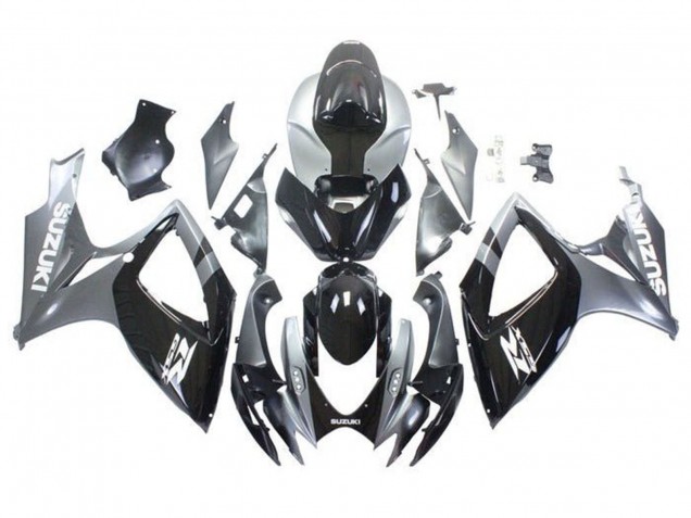 Carenado Moto Suzuki GSXR 600 / GSXR 750 2006-2007 - Plata Negro Brillante Blanco
