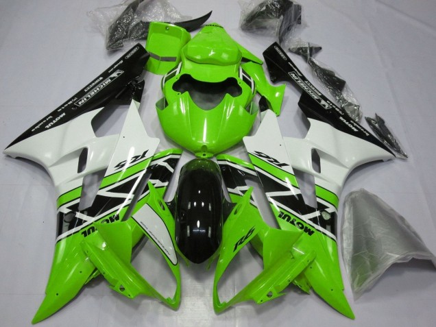 Carenado Moto Yamaha YZF R6 2006-2007 - Verde Blanco Negro Brillante