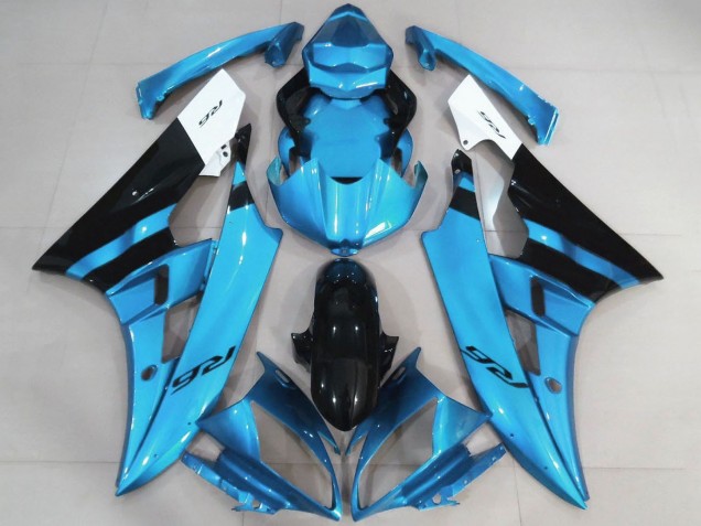 Carenado Moto Yamaha YZF R6 2006-2007 - Blanco Azul Claro Negro