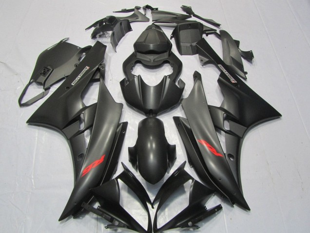 Carenado Moto Yamaha YZF R6 2006-2007 - Negro Mate Rojo Calcomanías