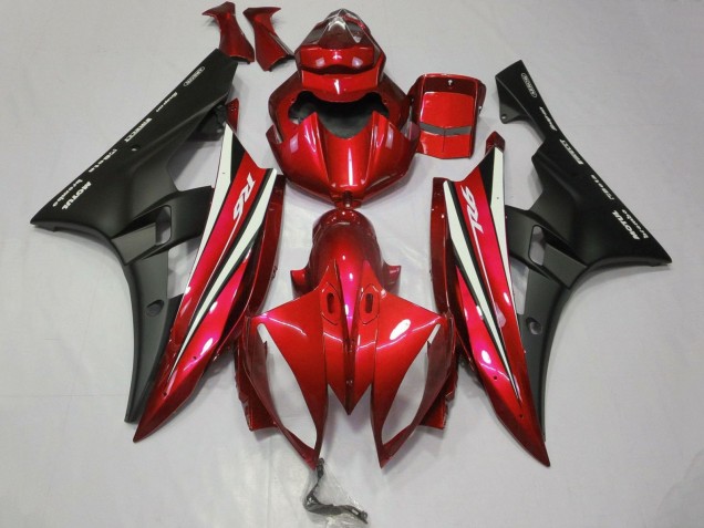 Carenado Moto Yamaha YZF R6 2006-2007 - Rojo Blanco Negro Mate Motul