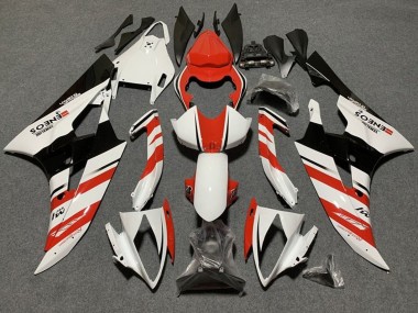 Carenado Moto Yamaha YZF R6 2006-2007 - Blanco Naranja Negro Brillante Raya