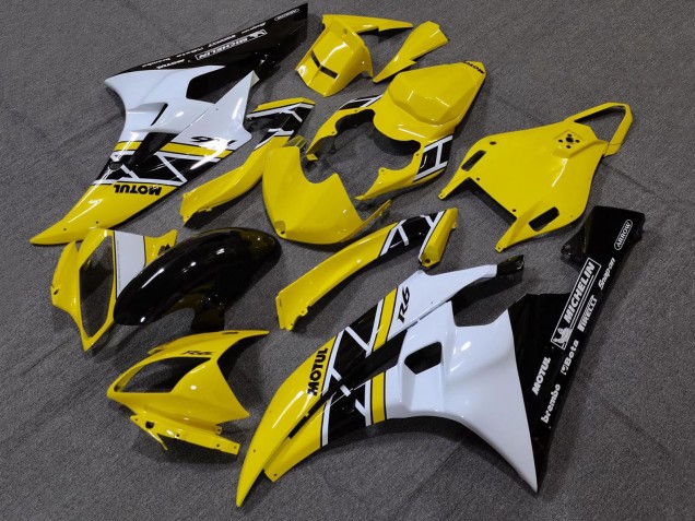Carenado Moto Yamaha YZF R6 2006-2007 - Amarillo Blanco Negro Brillante Motul Michelin