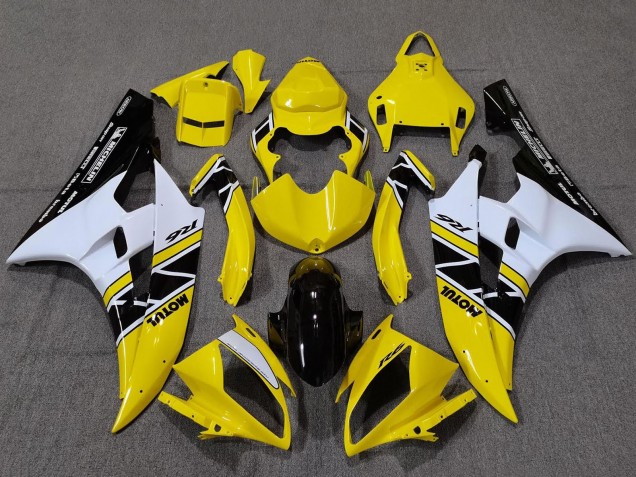 Carenado Moto Yamaha YZF R6 2006-2007 - Amarillo Blanco Negro Brillante Motul Michelin