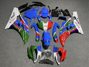 Carenado Moto Yamaha YZF R6 2008-2016 - Blanco Azul Verde Rojo Fiat Dunlop Motul Michelin