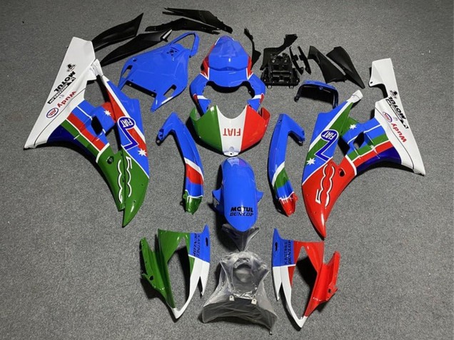 Carenado Moto Yamaha YZF R6 2008-2016 - Blanco Azul Verde Rojo Fiat Dunlop Motul Michelin