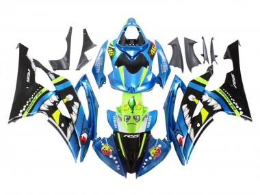 Carenado Moto Yamaha YZF R6 2008-2016 - Azul Verde Negro Brillante Tiburón
