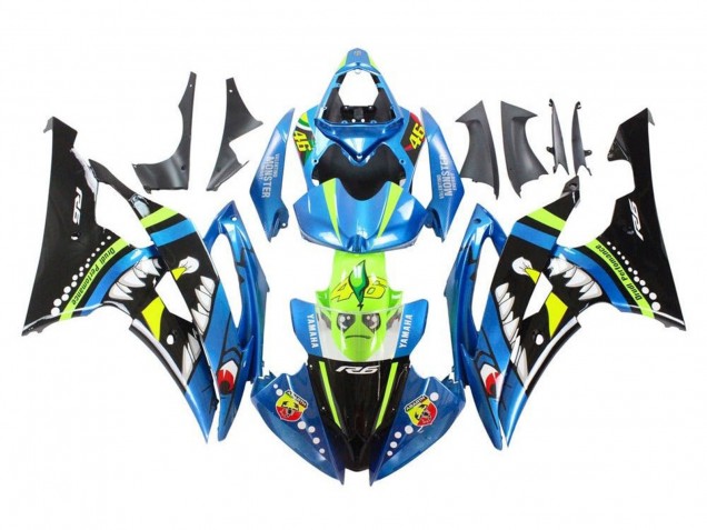 Carenado Moto Yamaha YZF R6 2008-2016 - Azul Verde Negro Brillante Tiburón