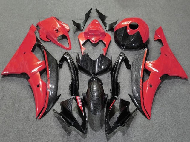 Carenado Moto Yamaha YZF R6 2008-2016 - Rojo Negro FibraCarbono Estilo