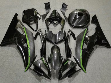 Carenado Moto Yamaha YZF R6 2008-2016 - Negro FibraCarbono Estilo Verde