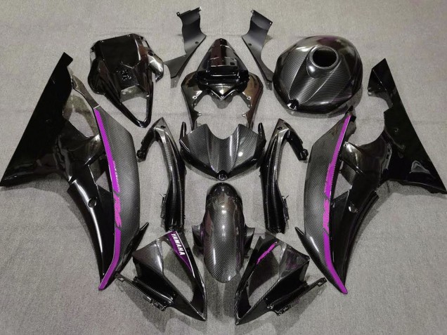 Carenado Moto Yamaha YZF R6 2008-2016 - Negro FibraCarbono Estilo Púrpura