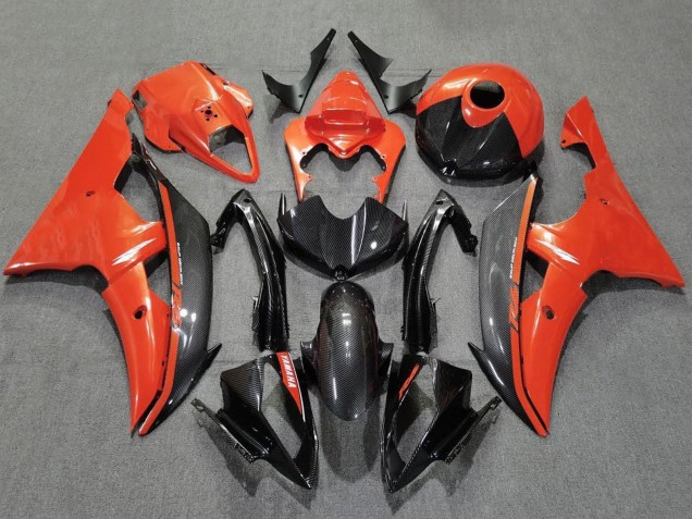 Carenado Moto Yamaha YZF R6 2008-2016 - Naranja Negro FibraCarbono Estilo