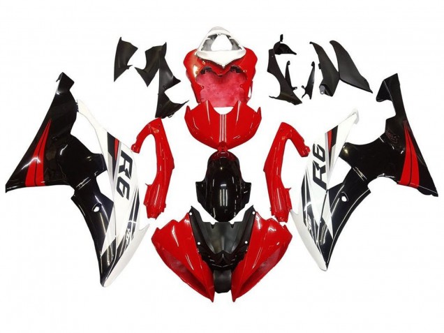 Kits Carenados Moto Yamaha YZF R6 2008-2016 - Blanco Rojo Negro Brillante