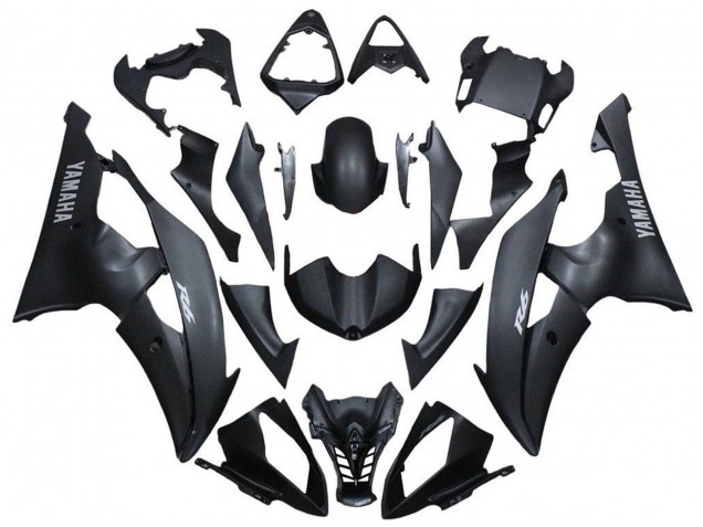 Carenado Moto Yamaha YZF R6 2008-2016 - Negro Mate Plata Calcomanías