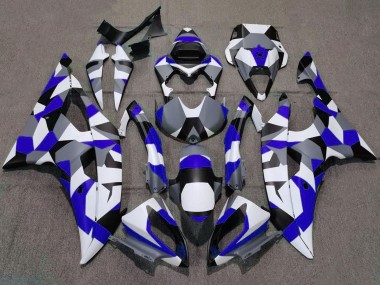Carenado Moto Yamaha YZF R6 2008-2016 - Blanco Azul Gris Negro Camouflage