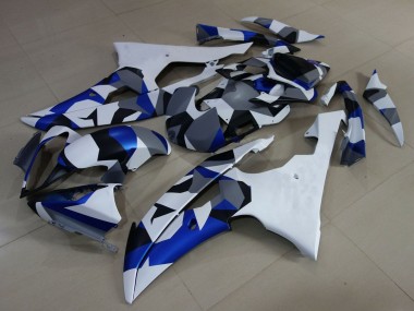 Carenado Moto Yamaha YZF R6 2008-2016 - Blanco Azul Gris Camouflage