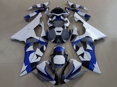 Carenado Moto Yamaha YZF R6 2008-2016 - Blanco Azul Gris Camouflage