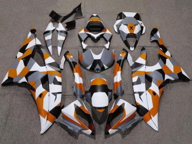Carenado Moto Yamaha YZF R6 2008-2016 - Blanco Naranja Gris Negro Camouflage